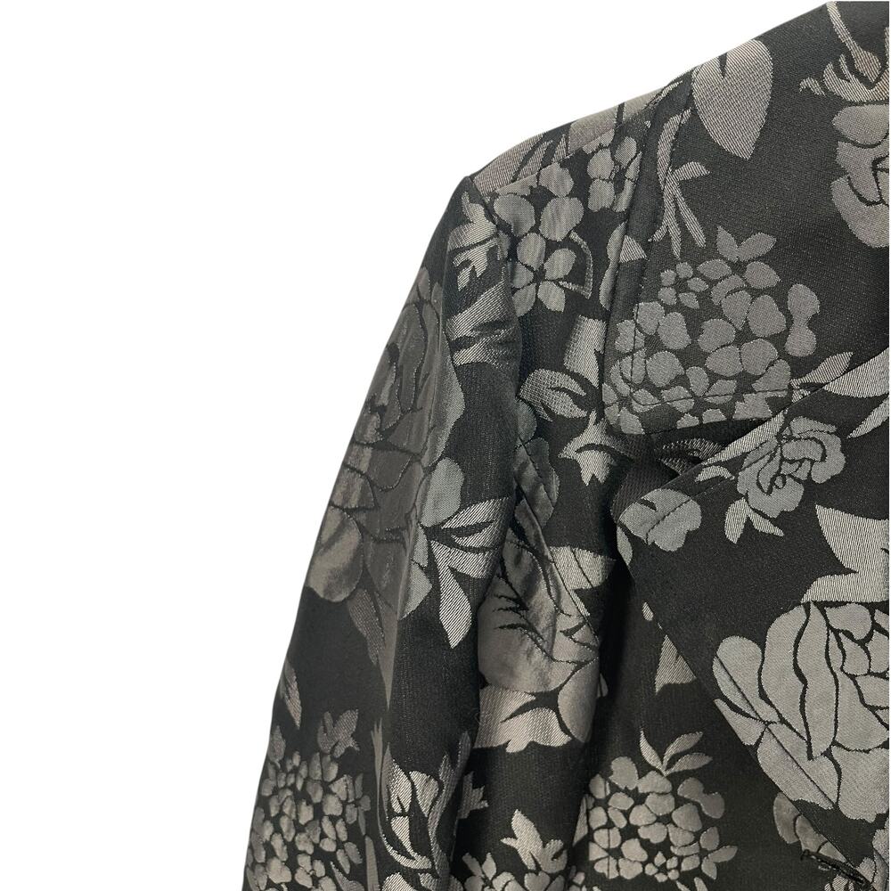 WHITE HOUSE BLACK MARKET Women's FLORAL JACQUARD JACKET Black Gray Size MEDIUM - Picture 3 of 4